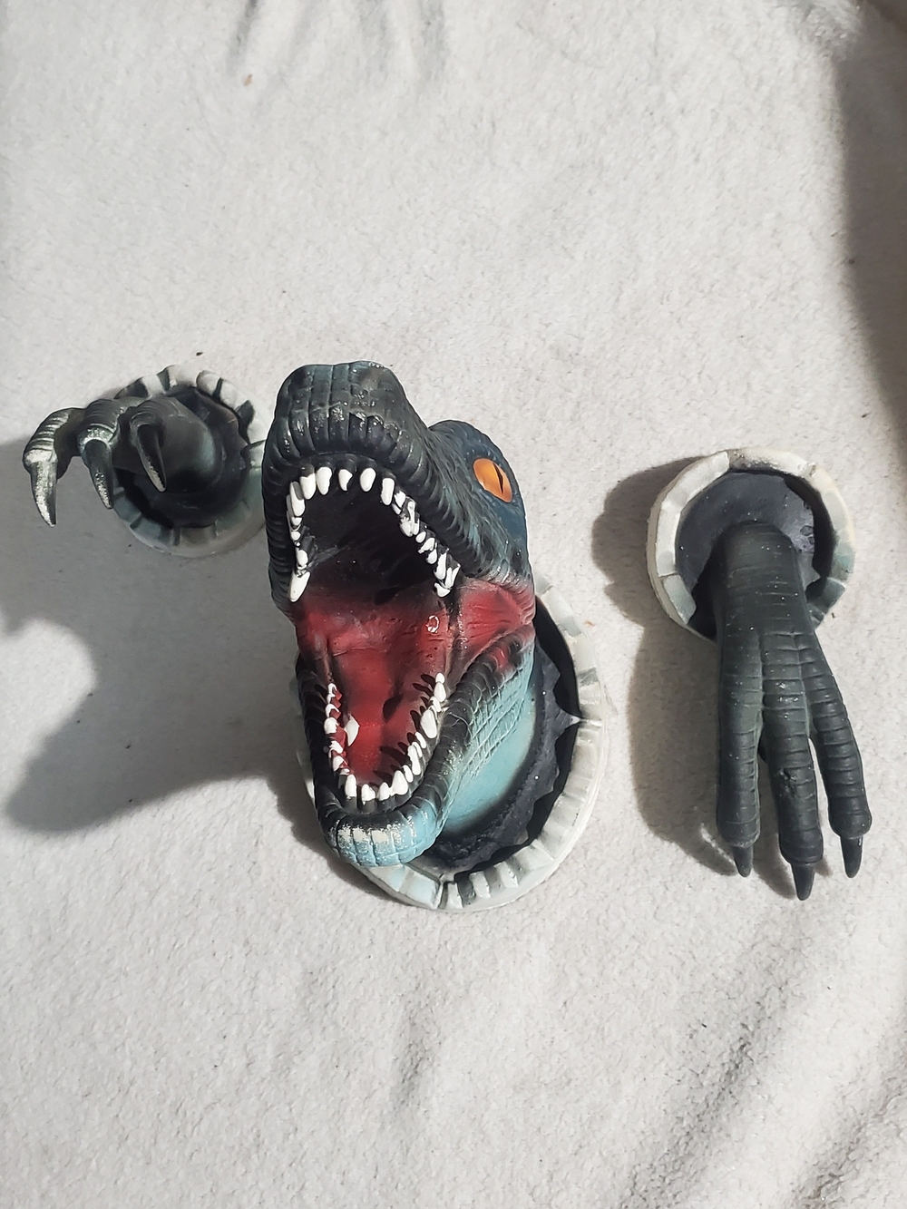Blue Dinosaur Wall Mount Reptile Décor with Orange Eyes